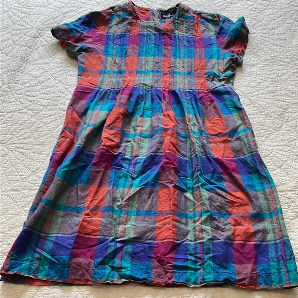 Vintage linen madras Plaid Dress